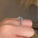 "Nova" Halo Round Brilliant Cut Diamond Double Row Split Diamond Shoulder Engagement Ring HARB10 - HEERA DIAMONDS