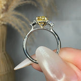 "Novaryn" Yellow 1.1 Carat Cushion Cut Trilogy Lab Grown Diamond Engagement Ring HLR438 HEERA DIAMONDS