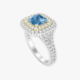 "Novyra" Blue Sapphire 0.7 Carat Cushion Cut Natural Diamond Shoulder Engagement Ring RAM1230R