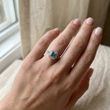 "Novyra" Blue Sapphire 0.7 Carat Cushion Cut Natural Diamond Shoulder Engagement Ring RAM1230R