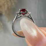 "Nyra" Ruby 1.41 Carat Cushion Cut Trilogy Diamond Engagement Ring HM2049 HEERA DIAMONDS