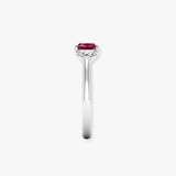 "Nyra" Ruby 1.41 Carat Cushion Cut Trilogy Natural Diamond Engagement Ring HM2049