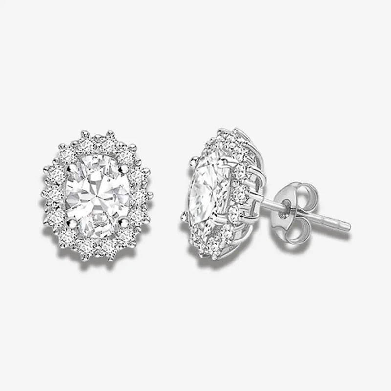 OVAL DIAMOND AND HALO STUD EARRINGS HEERA DIAMONDS