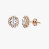 OVAL DIAMOND AND HALO STUD EARRINGS