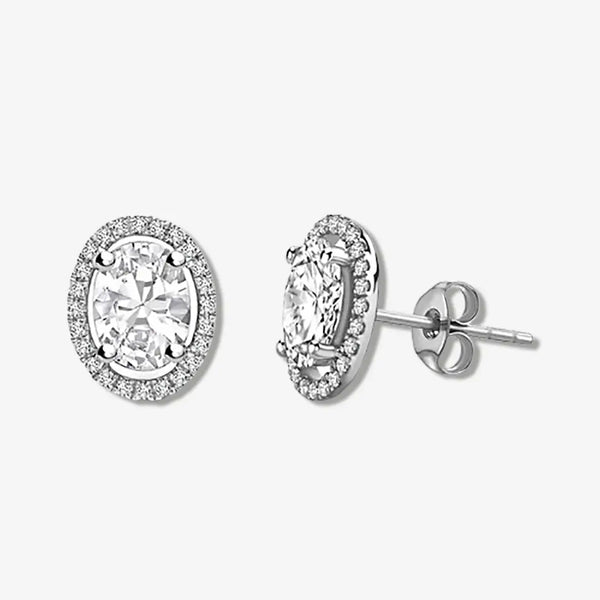 OVAL DIAMOND HALO STUD EARRINGS HEERA DIAMONDS