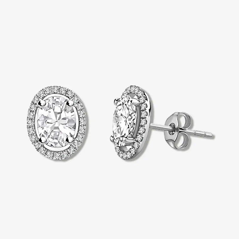 OVAL DIAMOND HALO STUD EARRINGS HEERA DIAMONDS
