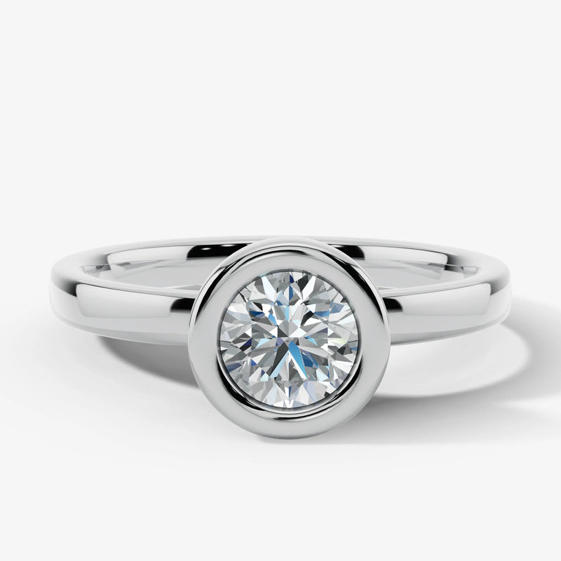 "Oliana" Round Cut 2 Carat Solitaire in Bezel Platinum Engagement Ring SSRB21 HEERA DIAMONDS