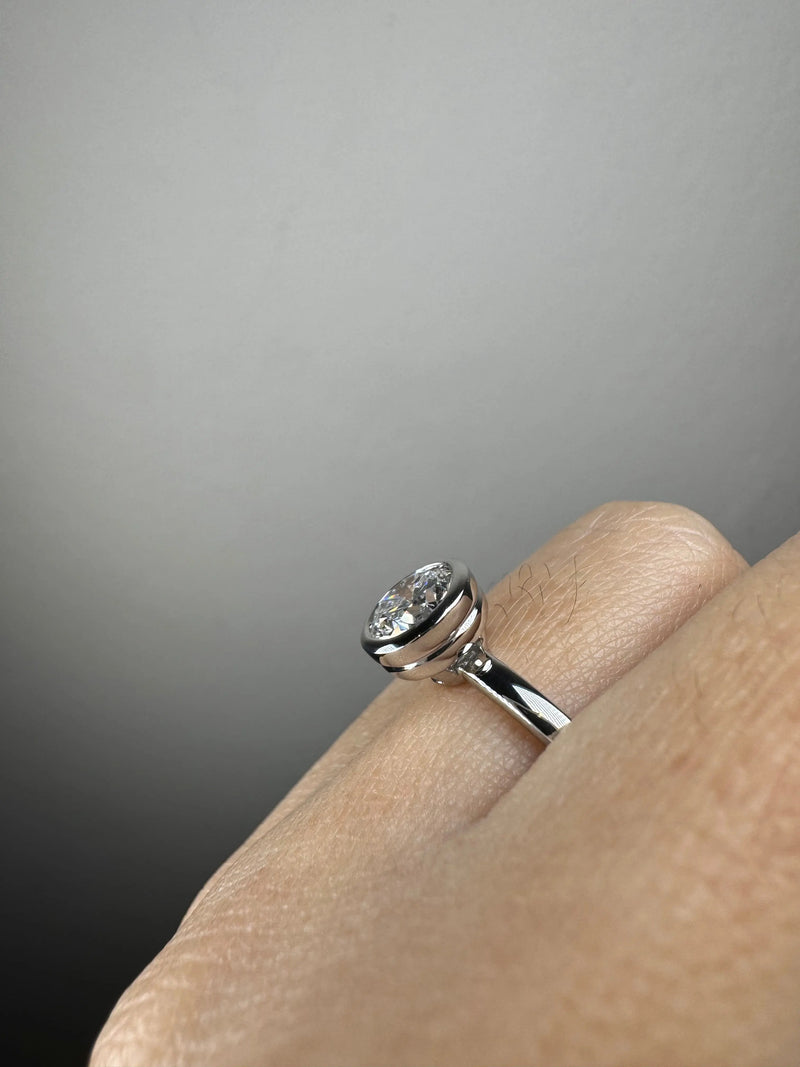 "Oliana" Round Cut 2 Carat Solitaire in Bezel Platinum Engagement Ring SSRB21 HEERA DIAMONDS