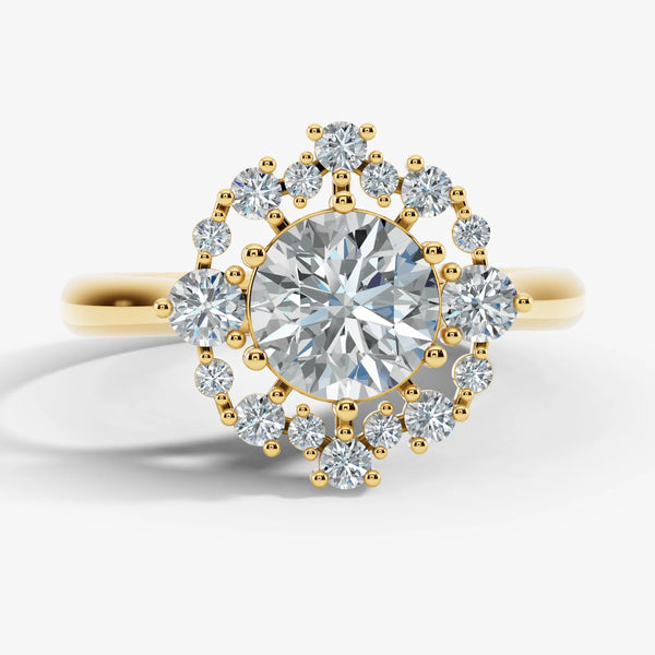 "Olive" Round cut 3 Carat Halo 18KT Yellow Gold Engagement Ring HARB20 HEERA DIAMONDS