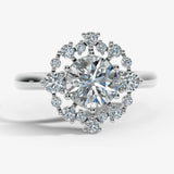 "Olive" Round cut 3 Carat Halo 18KT Yellow Gold Engagement Ring- White Gold