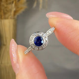 "Orianza" 0.32 Carat Round Cut Blue Sapphire Natural Diamond Shoulder Engagement Ring MSR738