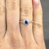 "Orianza" 0.32 Carat Round Cut Blue Sapphire Natural Diamond Shoulder Engagement Ring MSR738