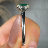 "Orlien" Green Emerald 0.65 Carat Emerald Cut Diamond Trilogy Engagement Ring HM2043 HEERA DIAMONDS