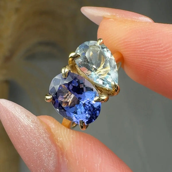 "Orlisse" 1.05 Carat Pear Cut & 2.00 Carat Ovel Cut Diamond Engagement Ring HR1258 HEERA DIAMONDS