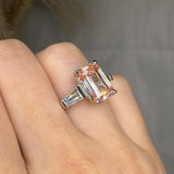 "Orlithra" Pink 5.09 Carat Emerald Cut Trilogy Lab Grown Diamond Engagement Ring HLR432 HEERA DIAMONDS