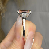 "Orlithra" Pink 5.09 Carat Emerald Cut Trilogy Lab Grown Diamond Engagement Ring HLR432 HEERA DIAMONDS