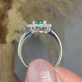 "Orvane" Emerald Green 0.8 Carat Oval Cut Natural Diamond Engagement Ring HR627