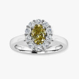 "Orvexion" Green 4.02 Carat Oval Cut Lab Grown Diamond Engagement Ring HLM511