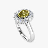 "Orvexion" Green 4.02 Carat Oval Cut Lab Grown Diamond Engagement Ring HLM511