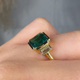 "Orvyn" Green 2.5 Carat Emerald Cut Trilogy Diamond Engagement Ring HLR518 HEERA DIAMONDS