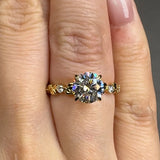 "Oryxen" 1.5 Carat Round Cut Lab Grown Diamond Shoulder Engagement Ring HLR539