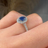 "Orza" Blue Sapphire 0.59 Carat Oval Cut Shoulder Engagement Ring HR1334 HEERA DIAMONDS