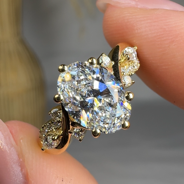 "Orzena" 1.5 Carat Oval Cut Diamond Shoulder Engagement Ring HEERA DIAMONDS