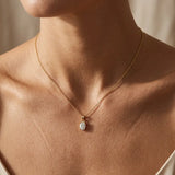 Oval Cut Solitaire Diamond Pendant With 18 Inches Chain POC4B