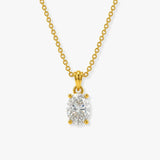 Oval Cut Solitaire Diamond Pendant With 18 Inches Chain POC4B