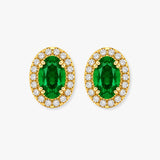 Oval Emerald and Diamond Halo Stud Earrings - EHAOE