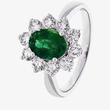 Oval Emerald with Diamond Cluster Ring HEERA DIAMONDS