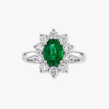 Oval Emerald with Diamond Cluster Ring