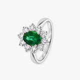Oval Emerald with Diamond Cluster Ring