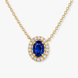 Oval Saphire Pendant with Diamond Halo