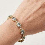 Oval Shape 12 Carat Aquamarine Center Featuring Diamond Halo Bracelet BRHAOCA