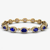 Oval Shape 9 Carat Sapphire Center Featuring Diamond Halo Bracelet BRHAOCS HEERA DIAMONDS