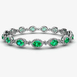 Oval Shape 9 Carat Emerald Center Featuring Diamond Halo Bracelet BRHAOCE HEERA DIAMONDS