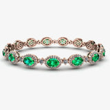 Oval Shape 9 Carat Emerald Center Featuring Diamond Halo Bracelet BRHAOCE HEERA DIAMONDS
