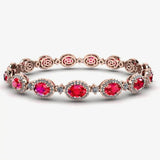 Oval Shape 9 Carat Ruby Center Featuring Diamond Halo Bracelet BRHAOCR HEERA DIAMONDS