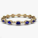 Oval Shape 9 Carat Sapphire Center Featuring Diamond Halo Bracelet BRHAOCS HEERA DIAMONDS