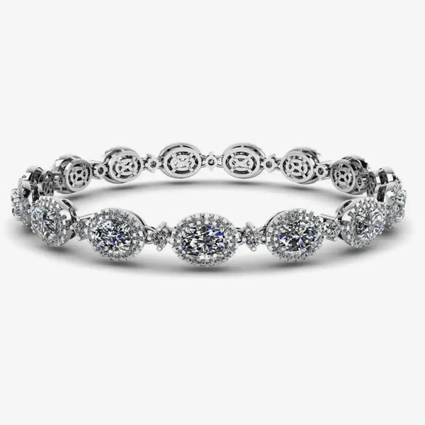 Oval Shape Halo 9 Carat Diamond Bracelet BRHAOC HEERA DIAMONDS