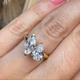 "Oyester" 2 Carat Toi et Moi 18kt Yellow Gold Engagement Ring Life Style- Top View