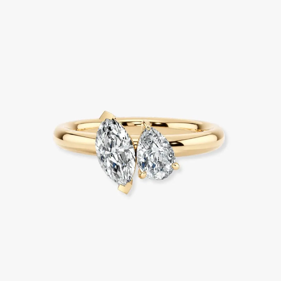 "Oyester" 2 Carat Toi et Moi 18kt Yellow Gold Engagement Ring SS2S03
