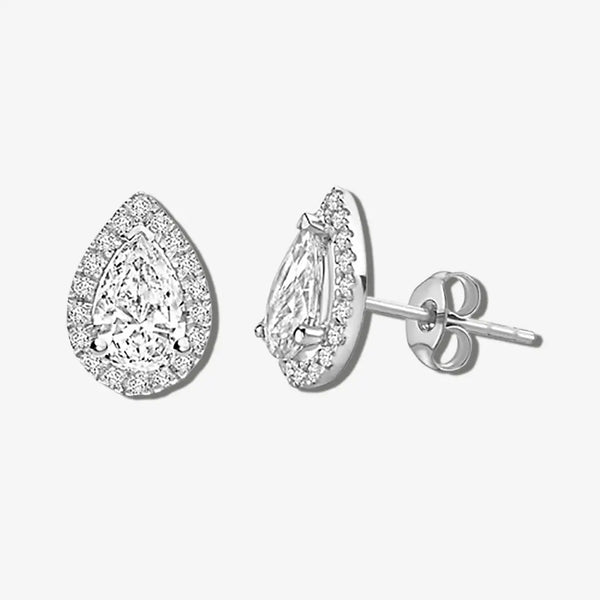 PEAR DIAMOND HALO STUD EARRINGS HEERA DIAMONDS