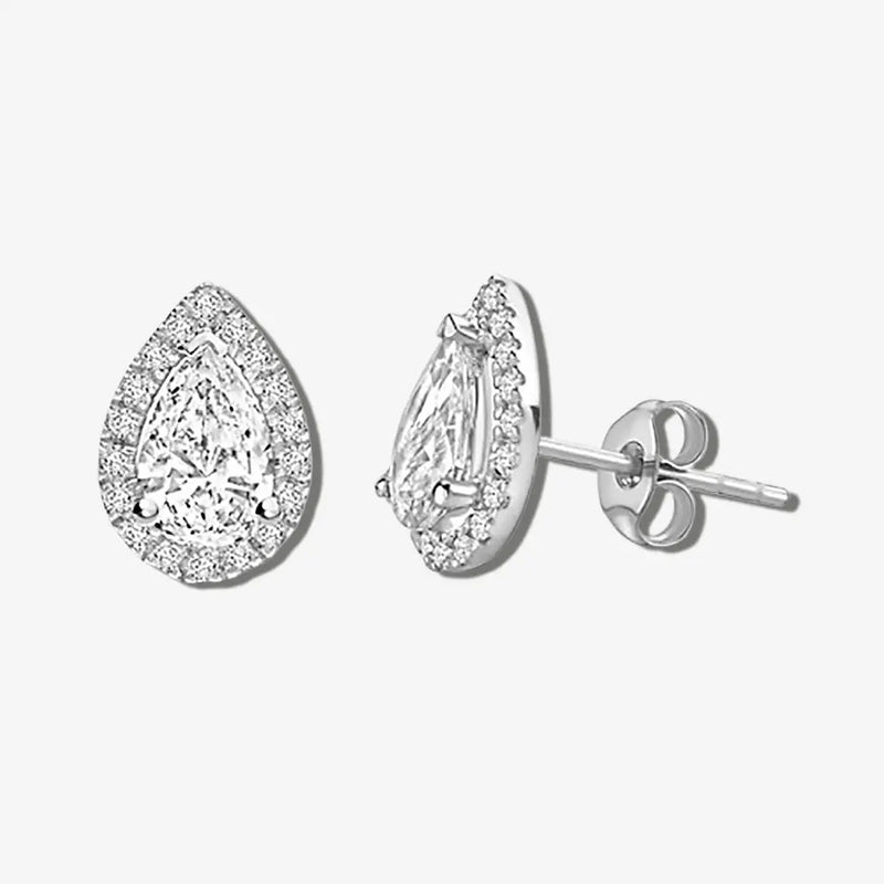 PEAR DIAMOND HALO STUD EARRINGS HEERA DIAMONDS