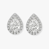 PEAR DIAMOND HALO STUD EARRINGS