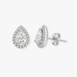 PEAR DIAMOND HALO STUD EARRINGS