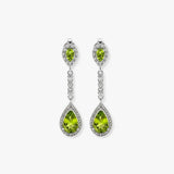 PERIDOT DROP EARRINGS IN 9K WHITE GOLD