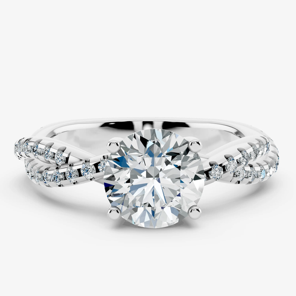 "Payton" Round Cut 3 Carat Twisted Diamond Shoulder Rose Gold Engagement Ring DSRB27 HEERA DIAMONDS