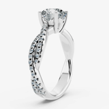 "Payton" Round Cut 3 Carat Twisted Diamond Shoulder Rose Gold Engagement Ring DSRB27 HEERA DIAMONDS